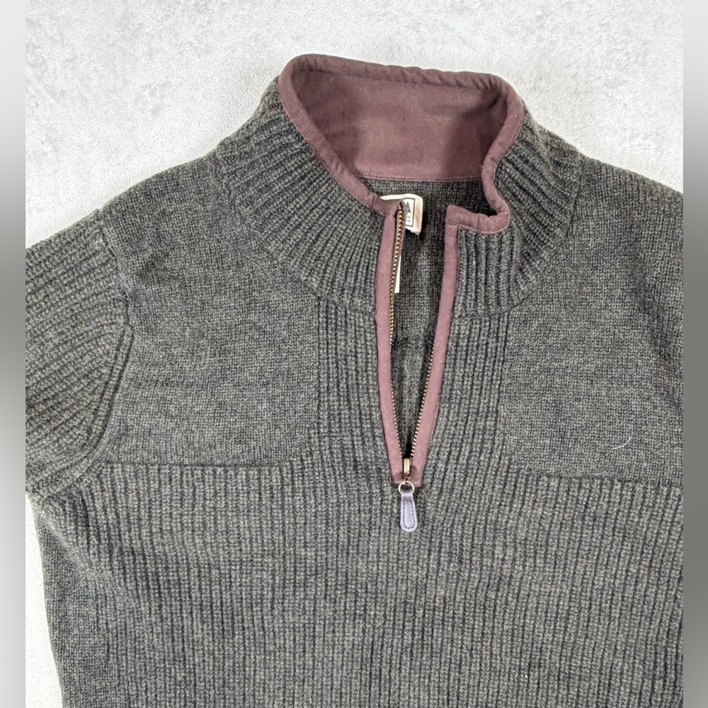 L.L. Bean Men's Size Small Waterfowl 100% Wool Charcoal Zip-Up Sweater - Picture 5 of 10